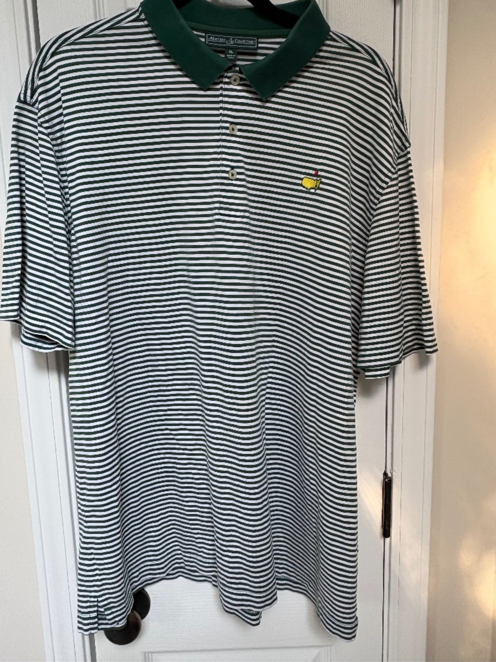 Masters Collection Polo Shirt Mens XL Green & White Striped - Pima Cotton Golf
